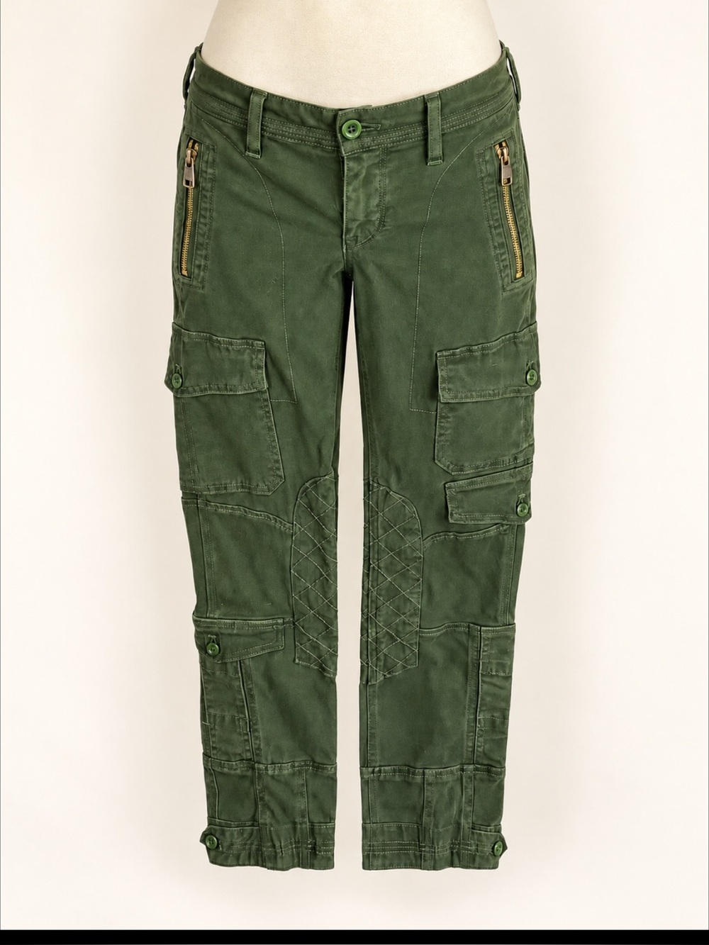 Ralph Lauren Vintage Y2K Rare Military Utility Cargo Pants Olive Green Size 4